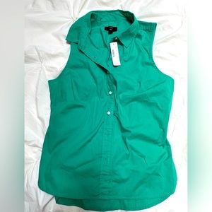 JCrew NWT sleeveless collared green shirt size 6